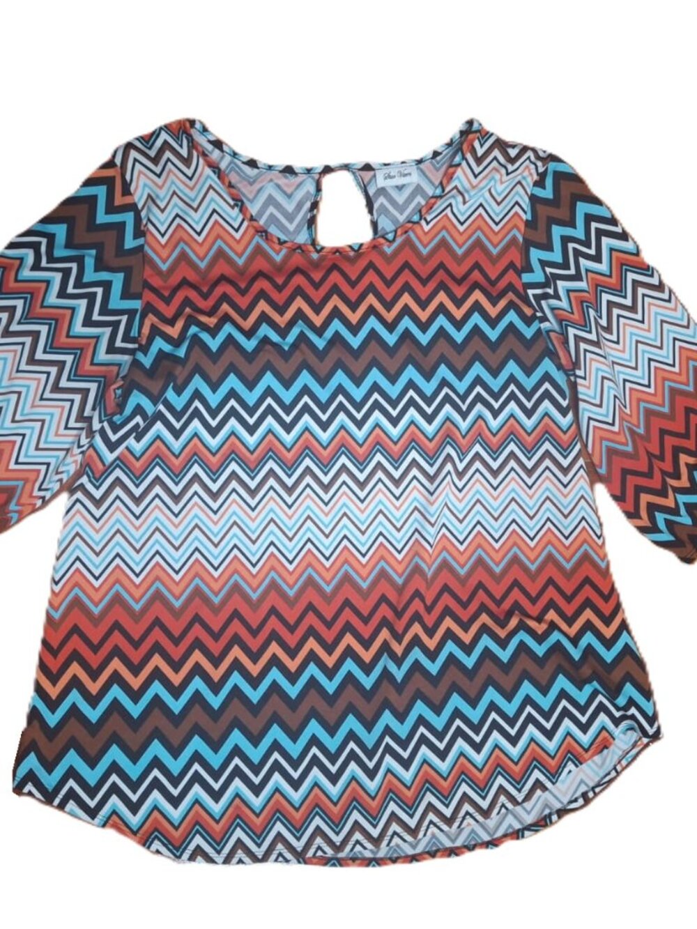 Star Vixen Multicolor Zigzag Chevron Jersey Blouse